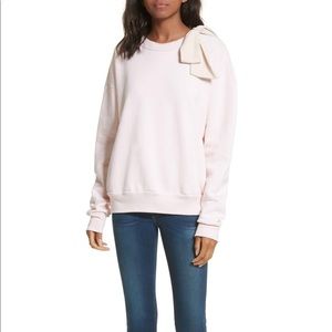 Frame Denin Pink Cotton Bow Tie Pullover Top M